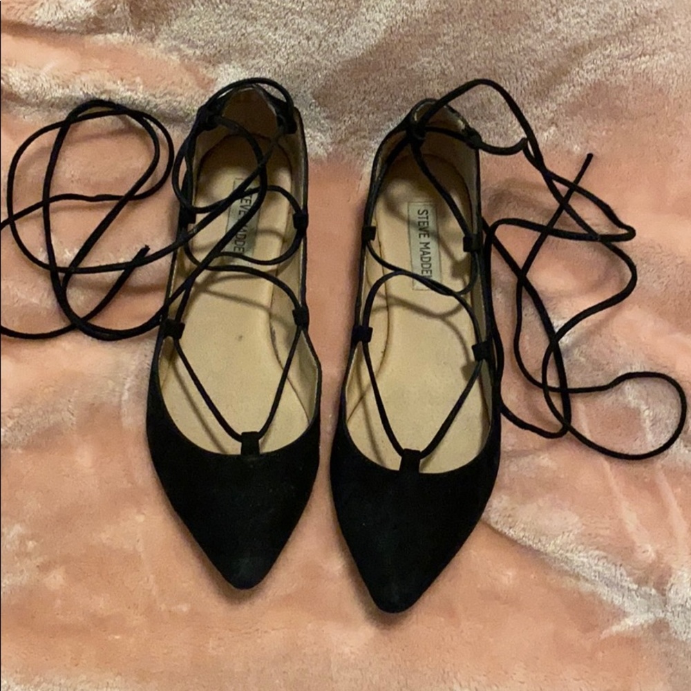 Women’s back suede tie up flats